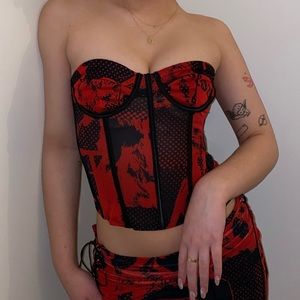 Red corset top - worn twice XS